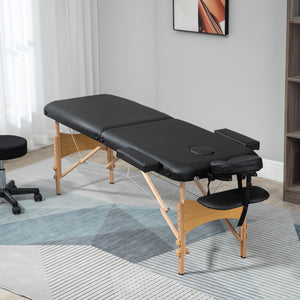 Table de Massage Professionnelle Pliable 2 Zones - Bois Robuste et Noir Elégant